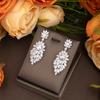 A pair of luxurious inlaid cubic zirconia marquise-shaped dangling hollow earrings suitable for women's everyday and party wear