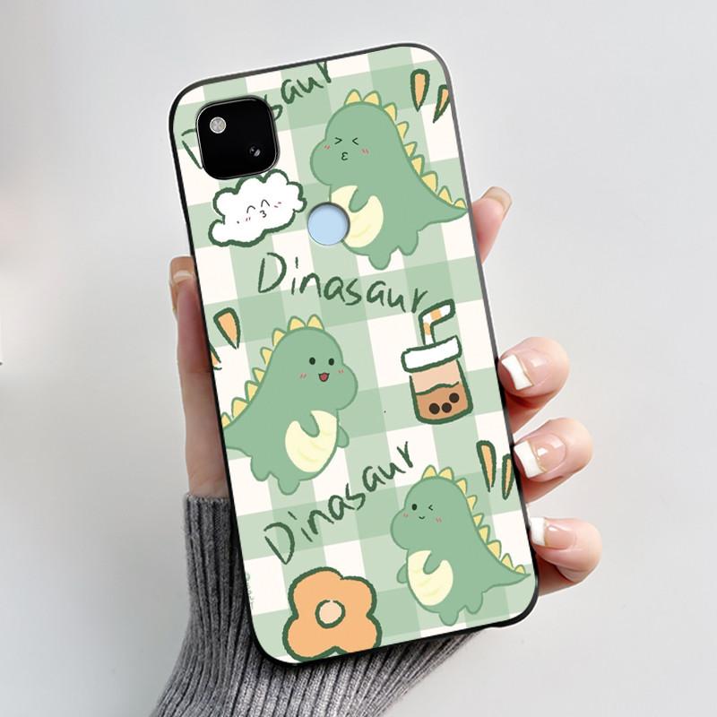 Coque Pour Google Pixel 4A 4 A 4G Noir Coque de Téléphone Esthétique Mignon Chat Dessin Animé Mince Souple TPU Silicone Arrière Pour Pixel4A Coquille