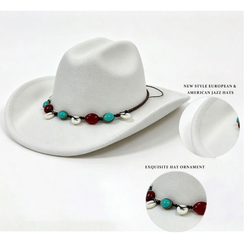 Woolen Western Cowboy Hat Fedora Hat Top Hat Fashion Jazz Hat  Ladies