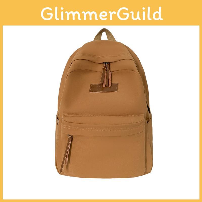 Simple Color Solid Letter Decoration Student Leisure Backpack For School