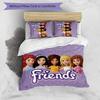 3pcs LEGO Friends pattern bedding set duvet cover set includes duvet cover &pillowcases, perfect all season bedroom decoration & gift