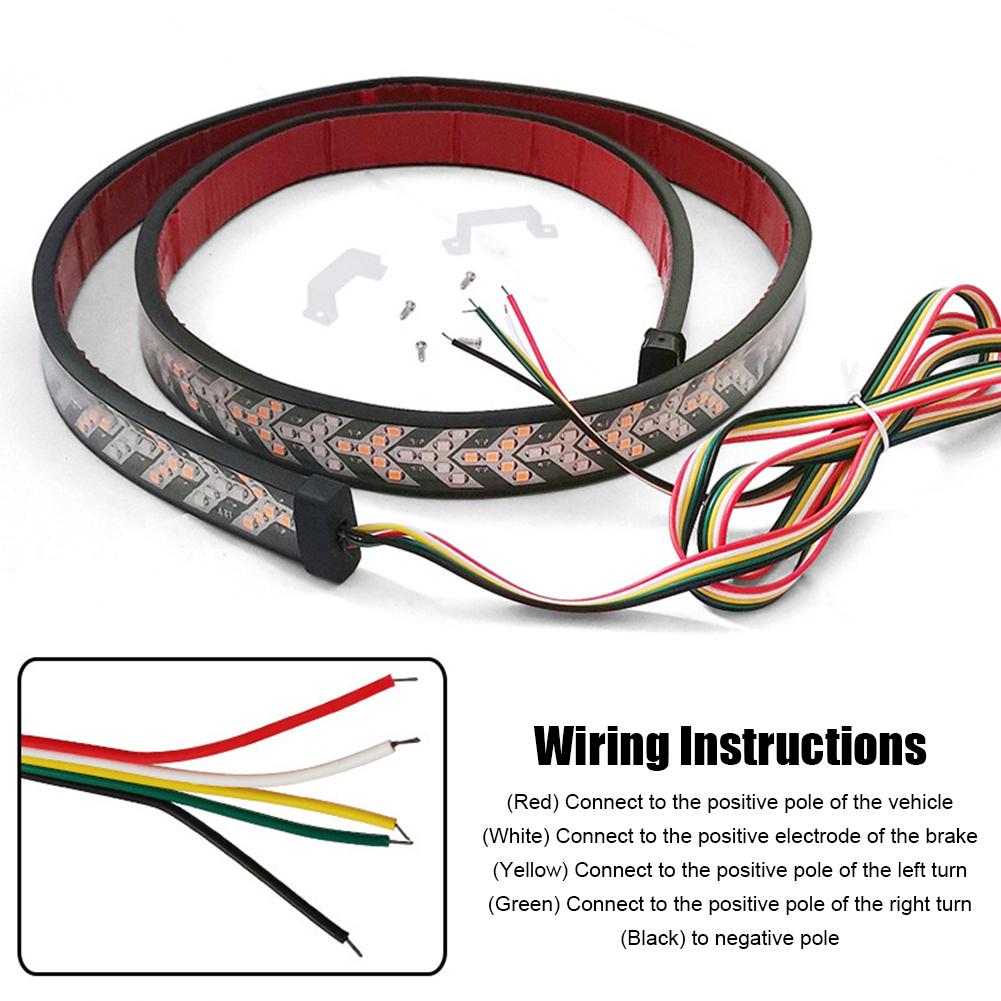 12V Car Brake Turn Light Signal Flexible RV SUV LED Strip Rear Tail Reverse Double Flash Lights for Pickup Trunk Cargo Jeep
