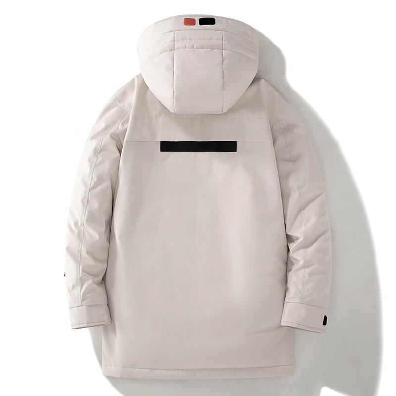 Winter Men's New Style Down Jacket, Stand Collar, Trendy Simple Hooded Jacket, Mid-length, Thickened, Warm and Cold-proof, Trendy Brand for Men