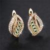 Cute Female Olive Green Crystal Zircon Stone Hoop Earrings Dainty Gold Color Wedding Bridal Jewelry For Women