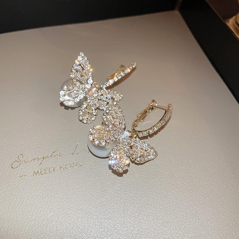 Hochwertige Silbernadel Zirkon Blume Fransenohrringe Europäische und Amerikanische Leichter Luxus Temperament Ohrringe Retro Nischenohrringe