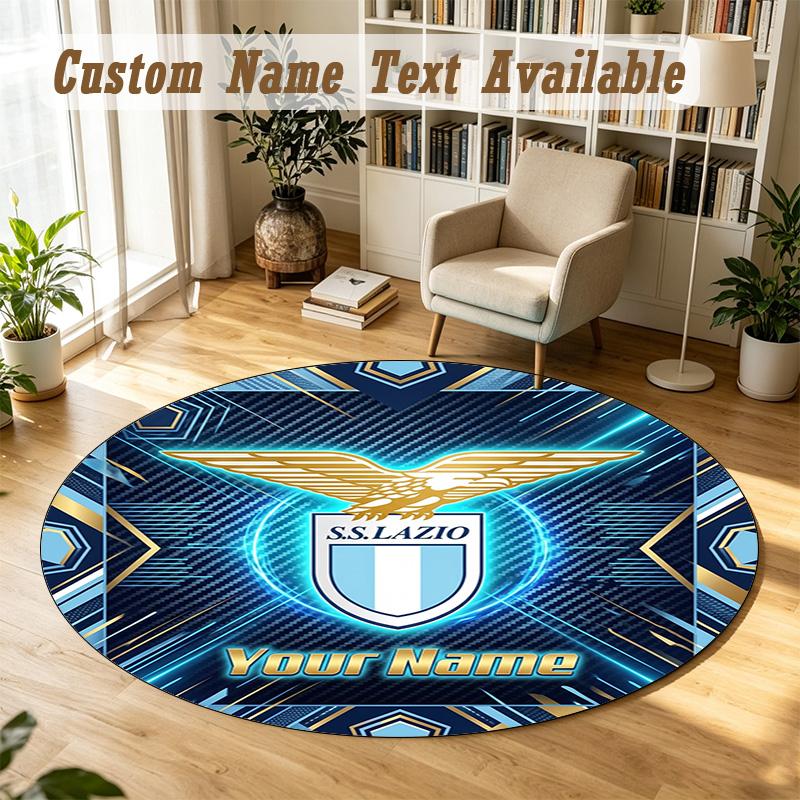 Round Rug Custom NameLazio FC Pattern Non Slip Carpet Home Floor Decor