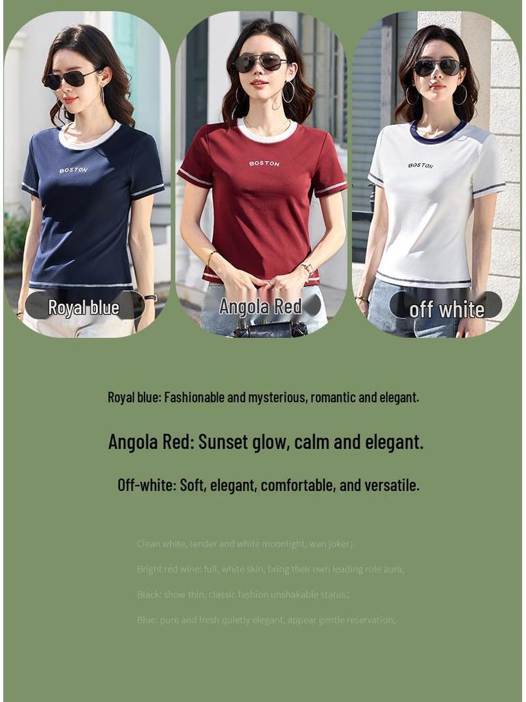 2026 Spring Women's Short Sleeve Printed Round Neck T-shirt