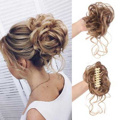 Capelli sintetici ricci artigli disordinati Chignon Estensioni dei capelli Scrunchy Capelli finti finti con coda per posticci da donna