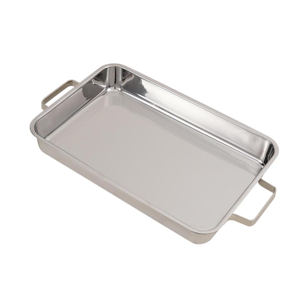 Stainless Steel Fish Baking Tray Sturdy Grill Plate for Meat Cooking Lasagna Silver M