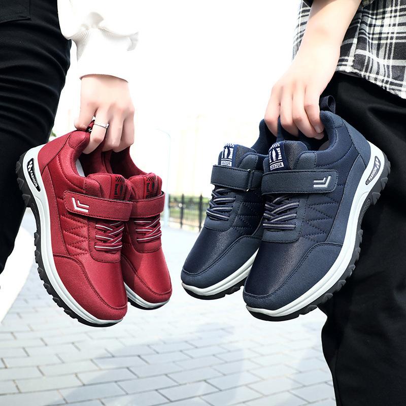 Shoes Men'S Autumn Middle-Aged Men'S Walking Shoes Soft Sole Velcro Couple Casual Sneakers