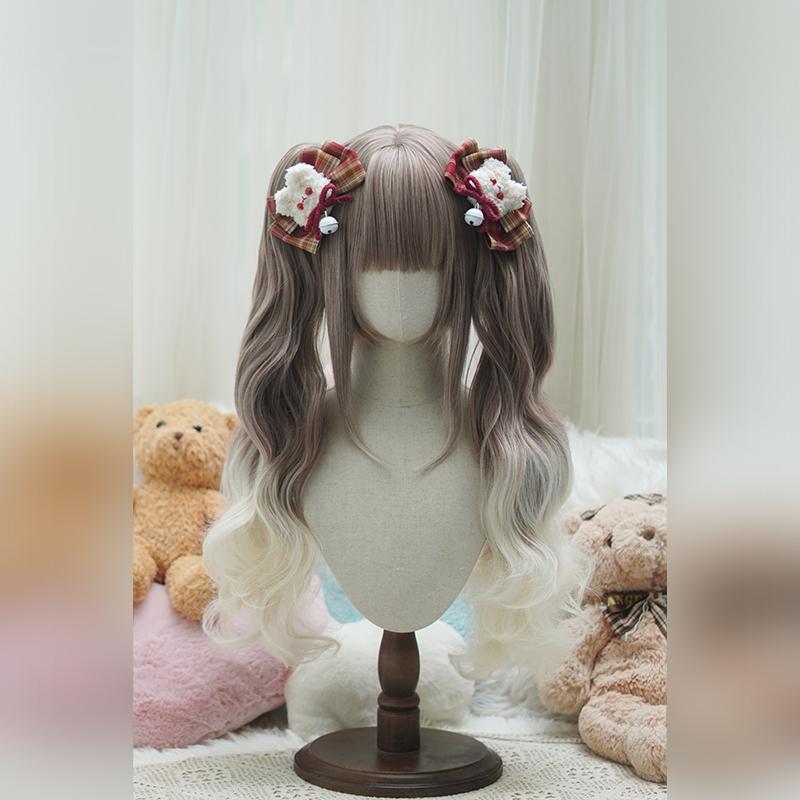 Lolita Style Curly Double Ponytails Wig | Heat Resistant Synthetic Hair with Bangs for Cosplay, Halloween, Anime Theme Part