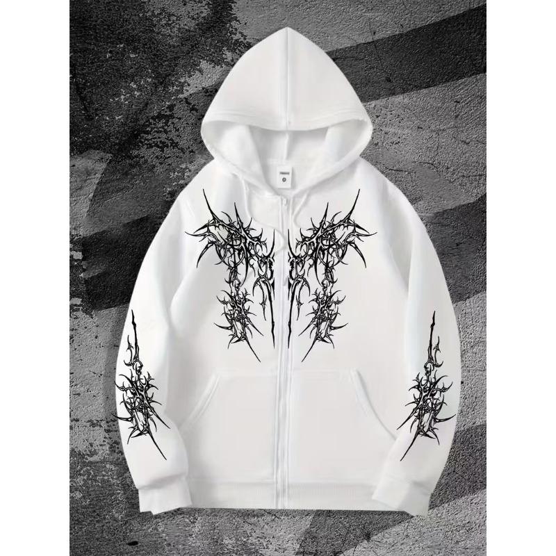 Cappotto alla moda unisex autunno inverno con stampa soprannaturale, felpa con cappuccio e zip, top casual a maniche lunghe per donna e uomo, felpa con zip Harajuku