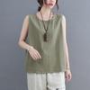 Women's Round Neck Sleeveless Camisole Loose Fit Casual Tank Top Solid Color Polyester Wide Strap Plus Size Summer Inner Outer Wear