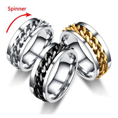 Ruota Rotante Ansia Anelli Fidget per uomo Titanio Catena in acciaio inossidabile Spinner Anello da dito Punk Rock Regalo gioielli per feste