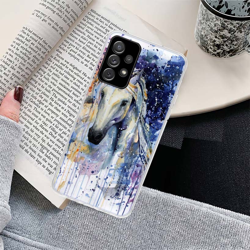 Animal Oil Painting Cute Horse Phone Case for Samsung Galaxy A17 A16 A15 A14 A13 A57 A56 A55 A54 A53 A37 A36 A35 A34 A33 A26 A25