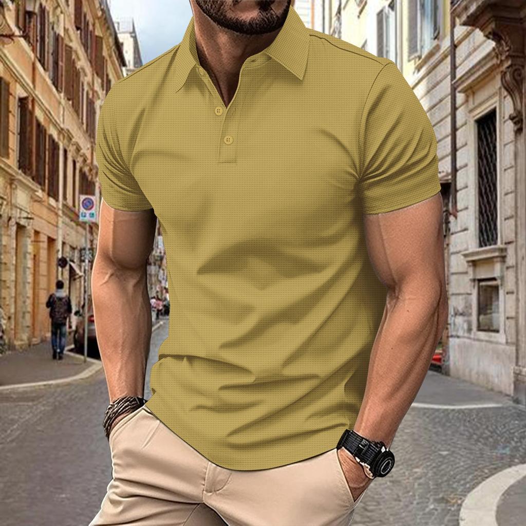 Solid Color Short Sleeve Casual Sports Polo Shirt For Men