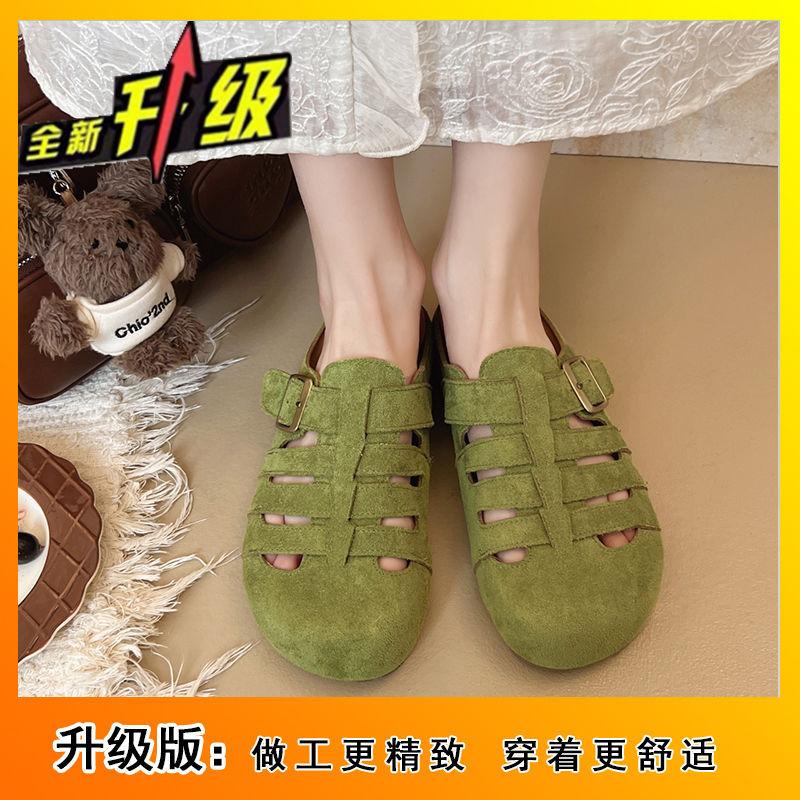2025 Summer Fairy Style New Roman Style Female Drag Birken Bag Head Muller Shoes Soft Sole Wear Half Drag Sandals