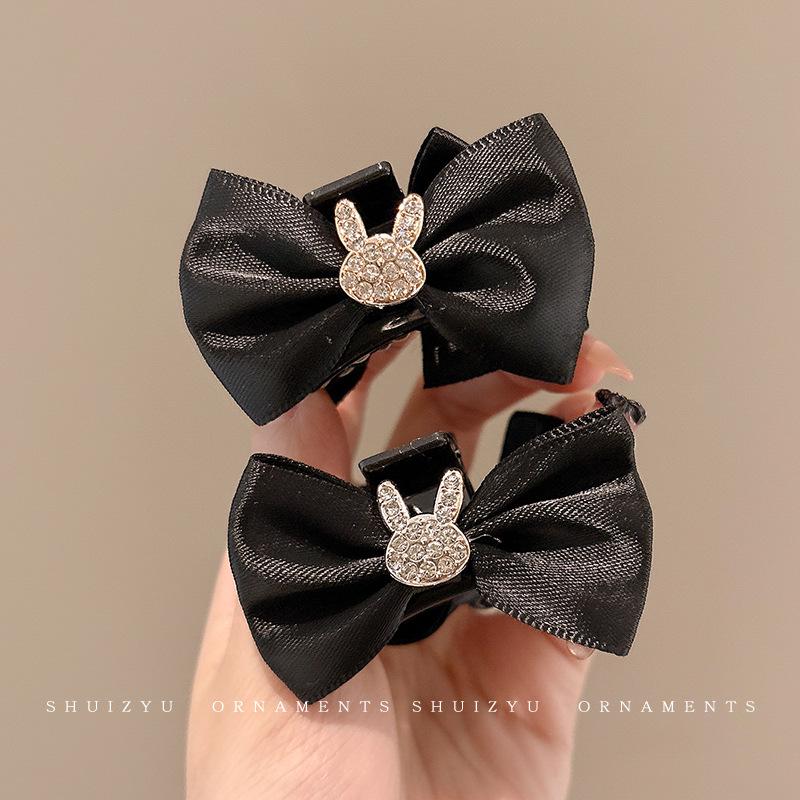 Elf Ear Bow Princess Pearl Hair Clip, Small Claw for Side Bangs, Sweet Temperament Hair Accessory for Women