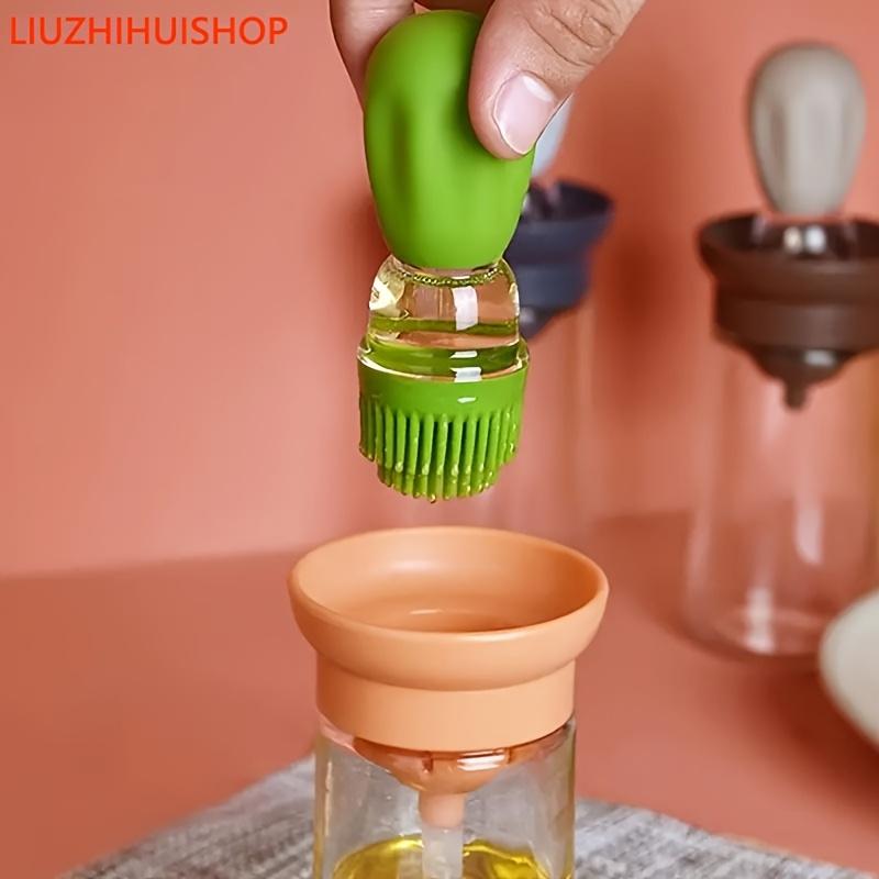 3pcs 2 in 1 Glass Oil and Vinegar Dispenser Set with Silicone Brush , Ideal for Olive Oil, Soy Sauce, BBQ , Fried Foods , Dishwasher Safe, BPA Free,