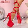 Fashion Aphixta Big Size 48 49 50 Webbing Srap Fabric Needle Baby Pink Model Catwalk Show 16.5CM High Heels Banquet Wear Shoes Women
