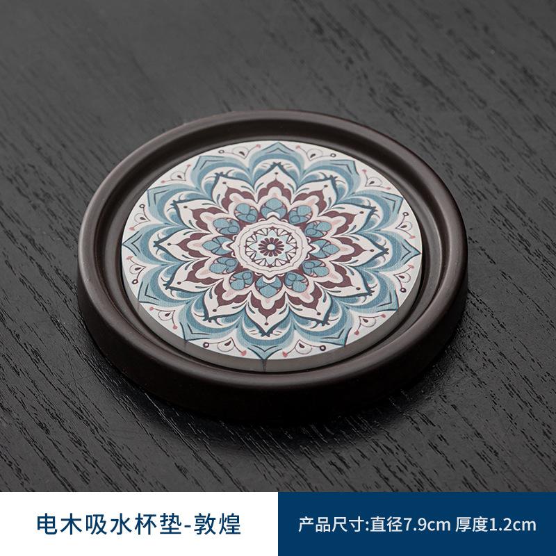 Phenolic Absorbent Coasters with Storage Holder Creative Tea Cup Mats Heat Resistant Coffee Tea Accessories for Home Office