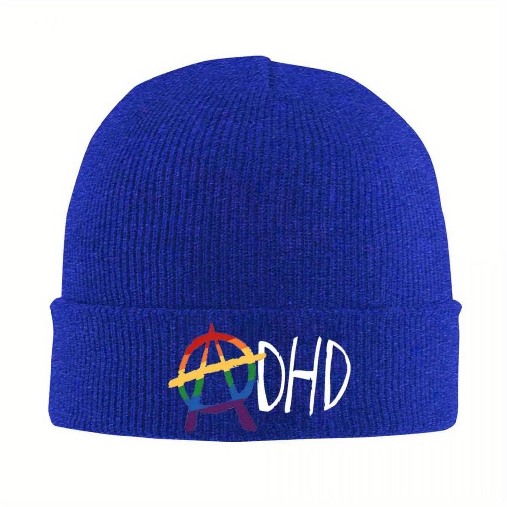 ADHD Bonnet Hats Rainbow Skullies Beanies Adult Unisex Funny Head Wrap Beanie Hats Autumn Winter Hippie Graphic Cap