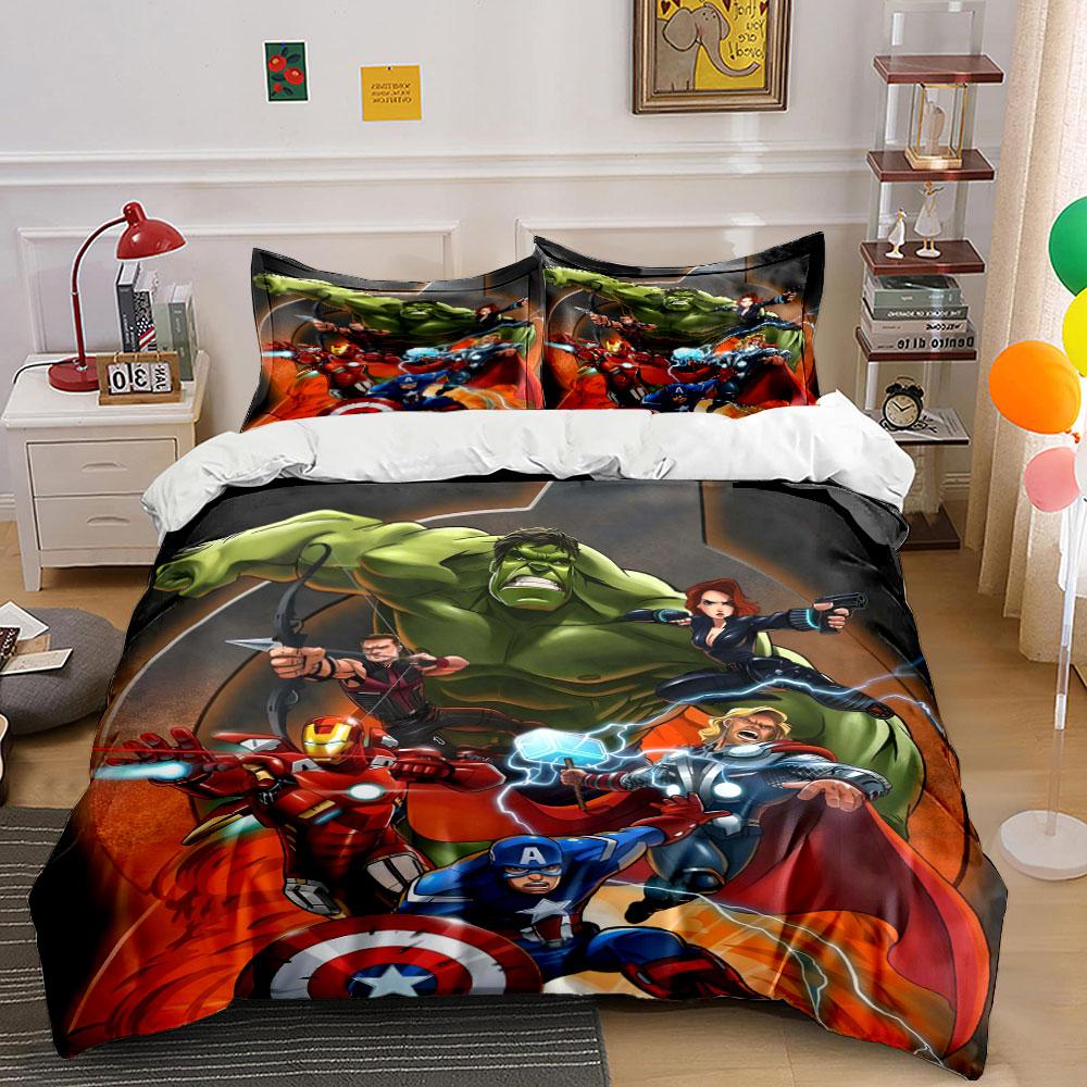 Superheroes on fiery background. Bedding sets Duvet cover sets Duvet covers Pillowcases(1 * Duvet Cover 2 * Pillowcases without duvet insert)