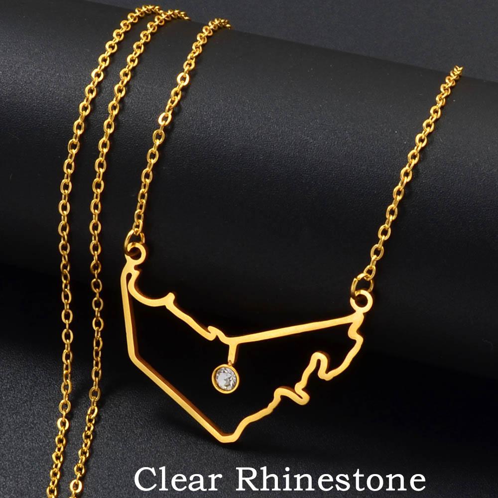 Anniyo UAE The United Arab Emirates Map Pendant Necklaces for Women Stainless Steel Material Jewelry #310821 60cm Chain