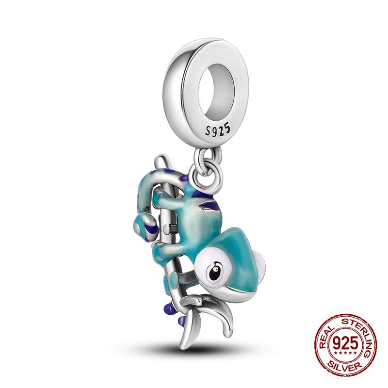 Original Charms Copper Luminous Chameleon Charms Beads Fits 3Mm Original Bracelet For Women Diy Fine Jewelry Gifts