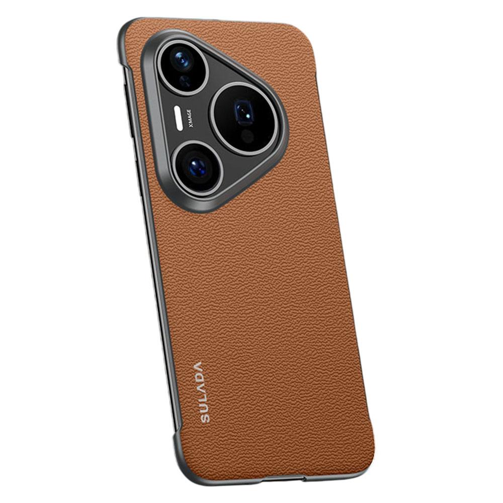 

SULADA For Huawei Pura 80 Ultra Case Genuine Cow Leather Frameless Phone Back Cover Brown