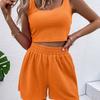 Conjuntos de duas peças de verão para mulheres, shorts, 2 peças, sem mangas, combinando, top curto e shorts de cintura alta