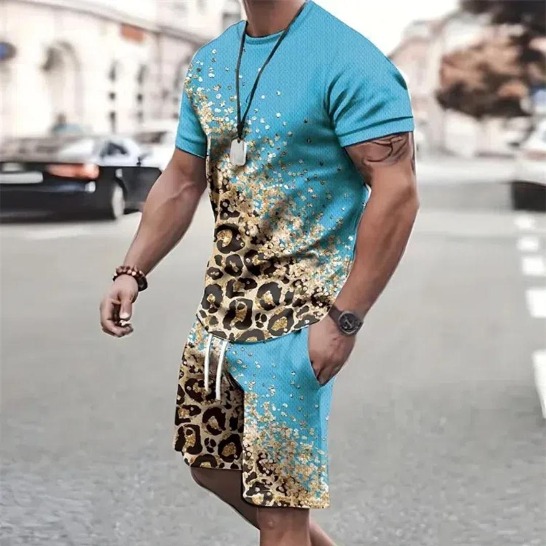 

Модный текстурный костюм с 3D принтом, мужская одежда больших размеров, шорты с короткими рукавами, мужская спортивная одежда, летний мужской повседневный костюм 6XL