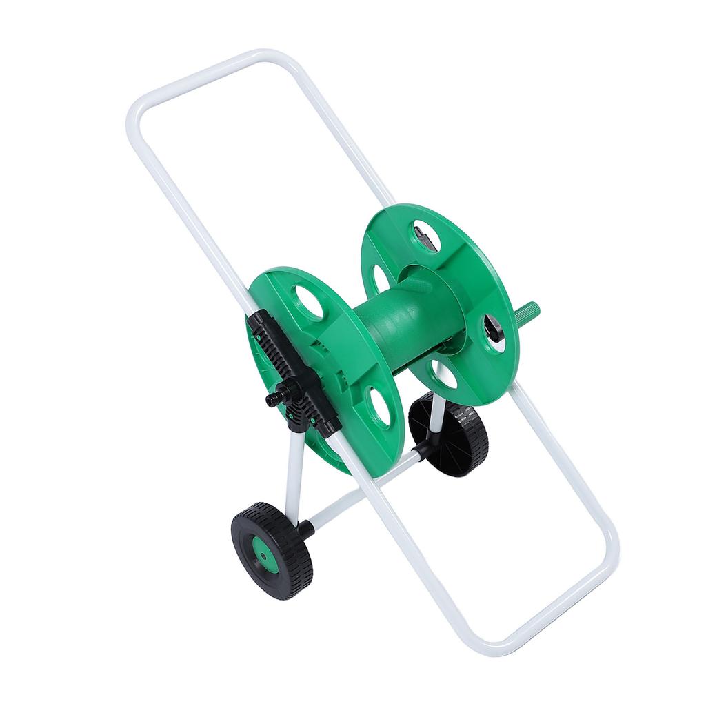 Water Hose Reel Cart with Wheels PP Labor Saving Hand Push Hose Storage Cart for Storing 50m G1/2 Pipe or 30m G3/4 Pipe