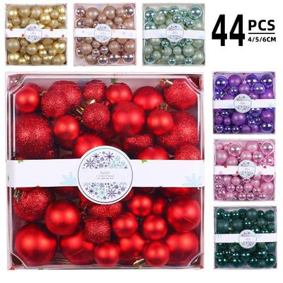 Christmas Ball Set: 3/4/5cm Square Boxed Tree Ornaments for Shopping Mall Decorations