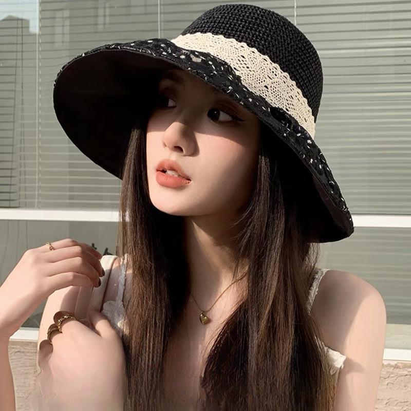 Summer Bow Fisherman Hat Women's New Big Hat Brim Sun Protection Hat Korean Style Beach Hat