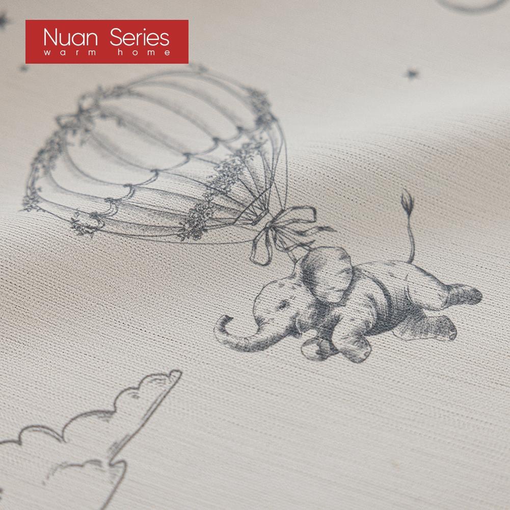 1PC Nuan Series Dumbo Hot Air Balloon Blackout Curtains, Simple Hand-painted Children's Room Curtains for Bedroom Living Room Home Decor