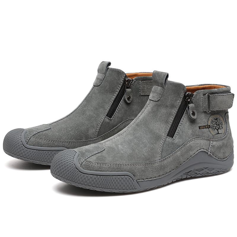 

Сапоги из спилка ручной работы, мужская обувь, удобные ботильоны для мужчин, повседневная обувь, обувь для инструментов большого размера 43 серый