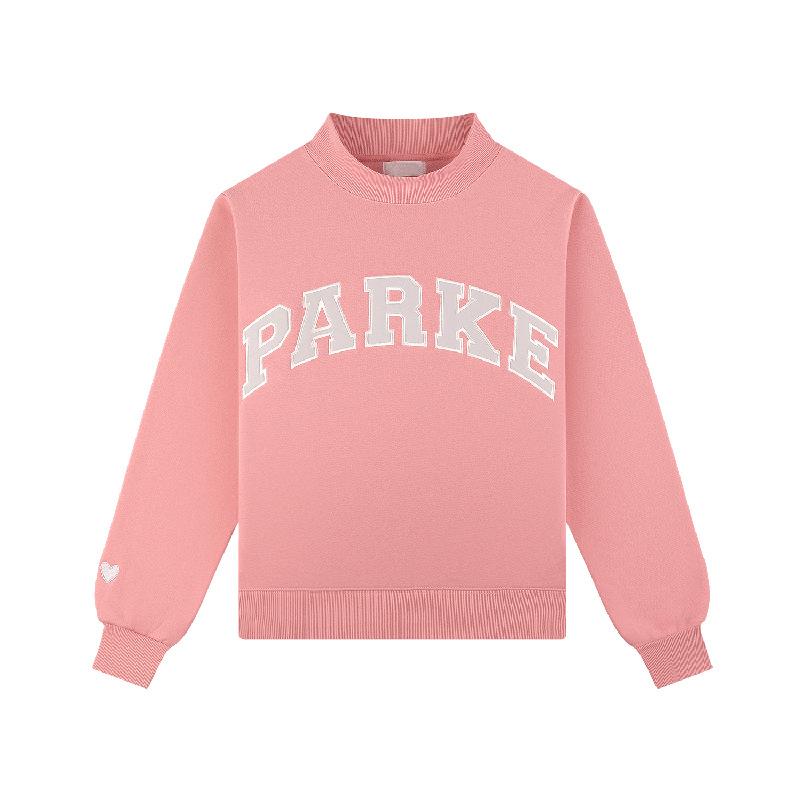 Women's Mock Neck Long Sleeve Loose Fit Streetwear Sweatshirt Letter Embroidery Pullover Top