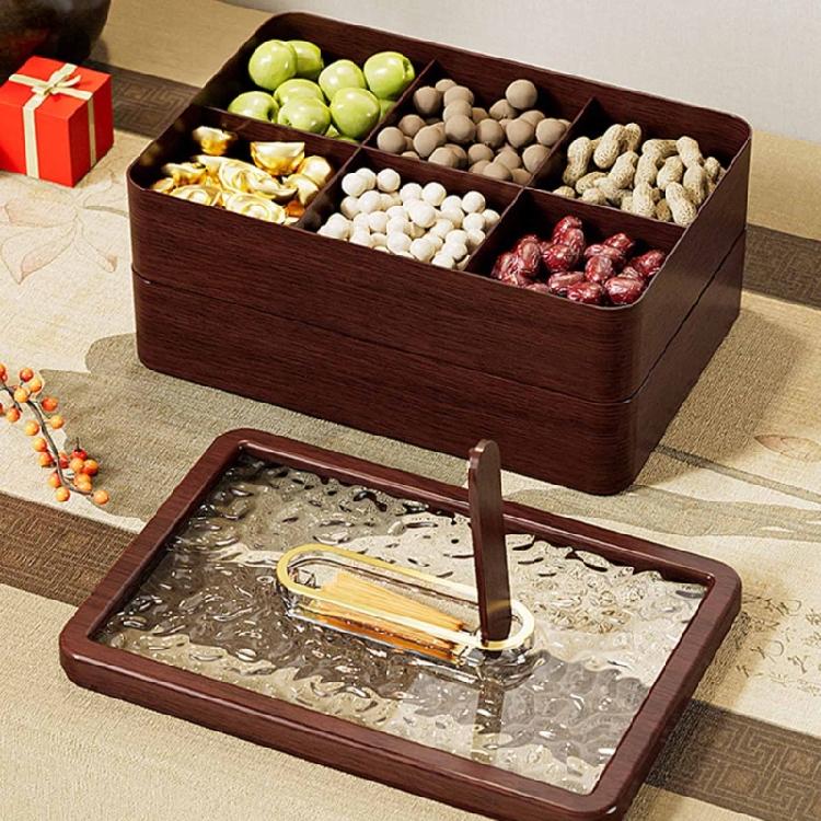 Plastic Dry Fruit Organiser Sealed Nut Storage Solution Compartmentalized Snacks Tray with Clear Lid for Living Room