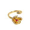 Full Of Diamonds, Zircon Flowers, Leaves, Flower Opening Rings, French Retro Medieval Style, Niche Court Style Rings