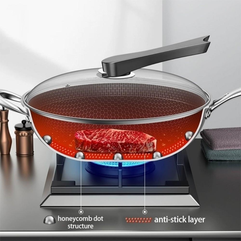Stainless Steel Wok Pan Non-Stick Frying Pan Household Stove/induction Pan Kitchen Cookware