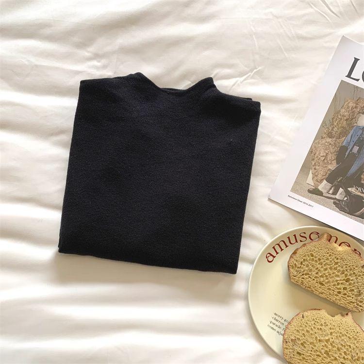 

Женский осенне-зимний облегающий вязаный топ с длинным рукавом и воротником-стойкой L (100-110 jin)