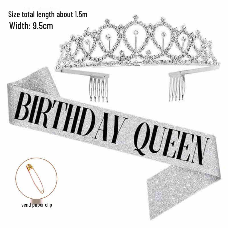 Hong Kong Style Birthday Queen Sash & Shoulder Strap for Photos