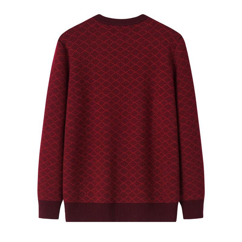 Middle-aged & Elderly Couples' Red Wool Cardigan - Year of the Rat Theme, Plus Size Warmth for Women.
