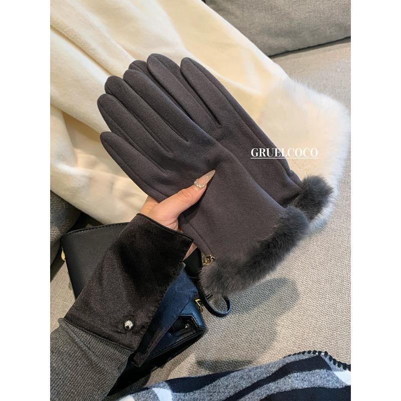 

Перчатки из немецкого плюша класса люкс для женщин, осенне-зимние, для велоспорта, холодостойкие и теплые, с сенсорными пальцами One Size