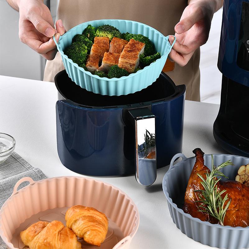 Air Fryer Silicone Tray Baking Mat Fried Basket Liner Pot Holder Grill Pan Replacement Bakeware Pizza Pan For Healthy Cooking