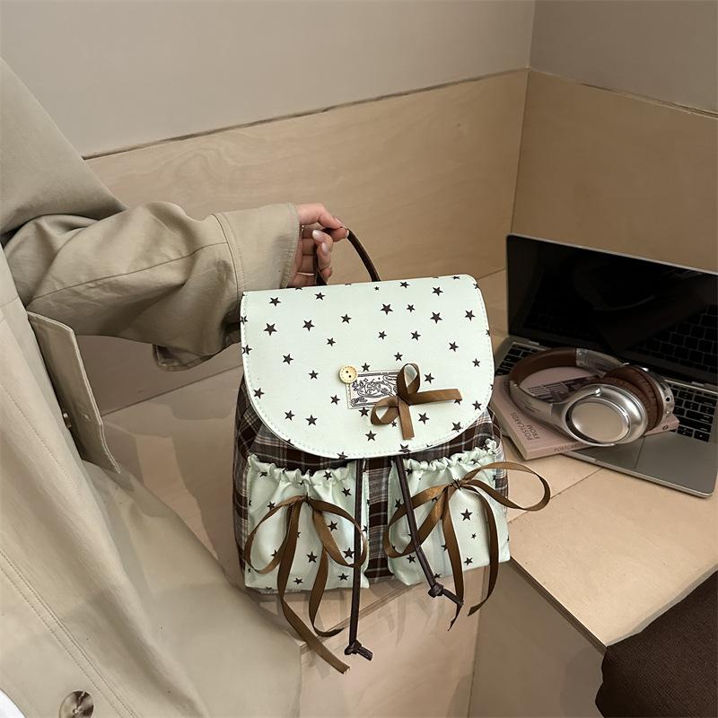 Schoolbag Mint Green Cute Bow Small Backpack Fashion Versatile Trend Simple Handheld Student Small Backpack Wholesale