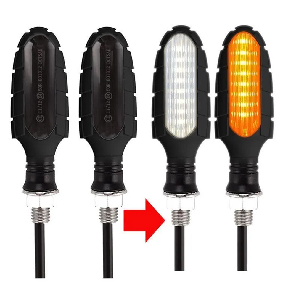 2PCS Smoke Motorcycle Directional Indicator Turn Signal Light 16 LED Flashing Rear Tail Brake Flasher Light DRL Lamp Motorcycle Turn Signal