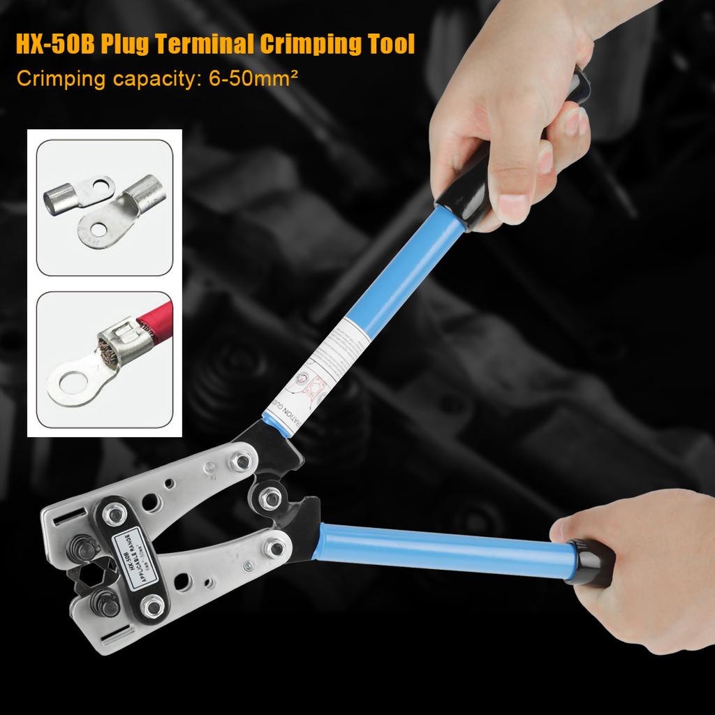 6   50 mm HX 50B Plug Terminal Crimping Tool Cable Wire Lug Hex Terminal Crimper(Blue)