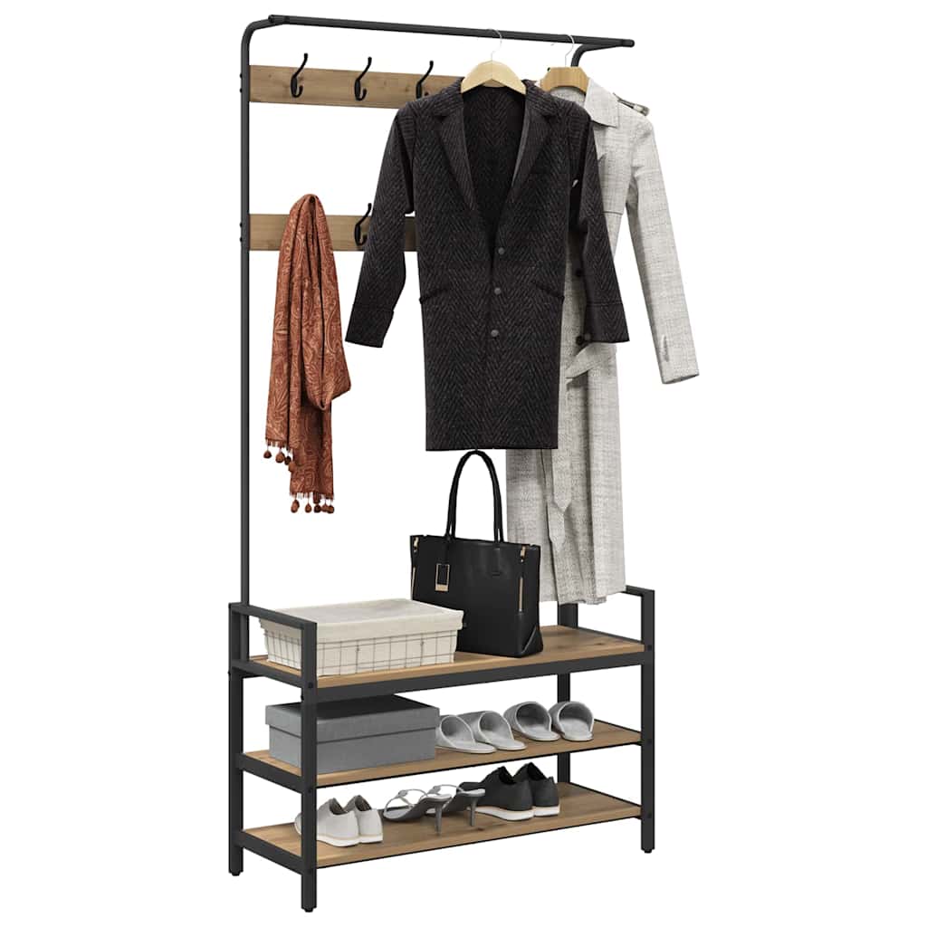 Artisan Oak Coat Stand 95 X 34 X 184 Cm Wood Based Material